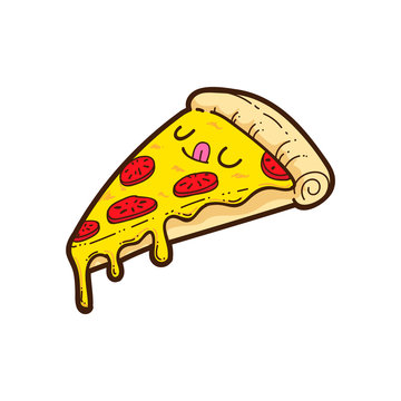 cute pizza vector cartoon, pizza sticker