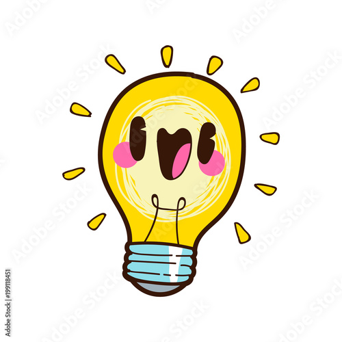 "cute bulb lamp vector cartoon, bulb sticker" fichier vectoriel libre