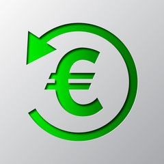 Paper art of the green cash back symbol. Vector illustration