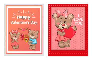 Happy Valentines Day I love You Posters Male Teddy