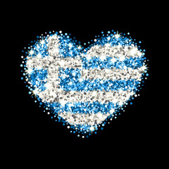 Obraz na płótnie Canvas Greece flag sparkling heart badge