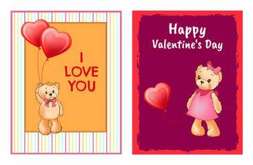 I Love You and Me Teddy Bears Vector