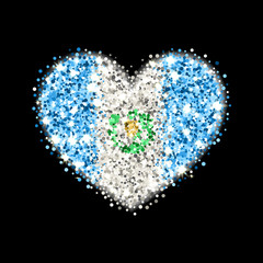 Obraz na płótnie Canvas Guatemala flag sparkling heart badge