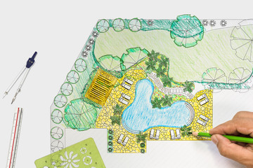 Landscape architect design backyard plan for villa