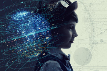 Little child and education concept. AI(Artificial intelligence). © metamorworks