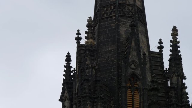 Close up of a black tower
