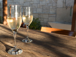 Wineglasses on table