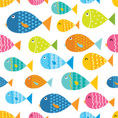 Plakaty  bezszwowe tło z kolorowym ładnym wzorem ryb