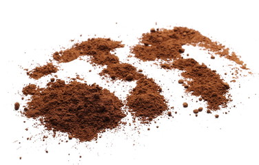 Cocoa powder pile isolated on white background