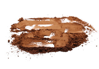 Cocoa powder pile isolated on white background