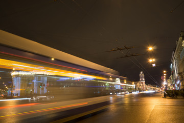 Naklejka na ściany i meble Nevsky prospect 12.11.2017 St. Petersburg. evening city. evening lights