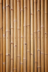 Close-up of a natural bamboo wall background with warm tones and vignette