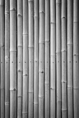 Close-up of a natural bamboo wall background in black and white with vignette