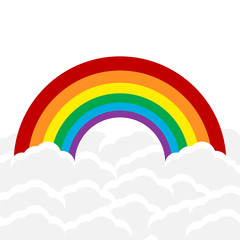 Color Rainbow With Clouds, Vector Illustration