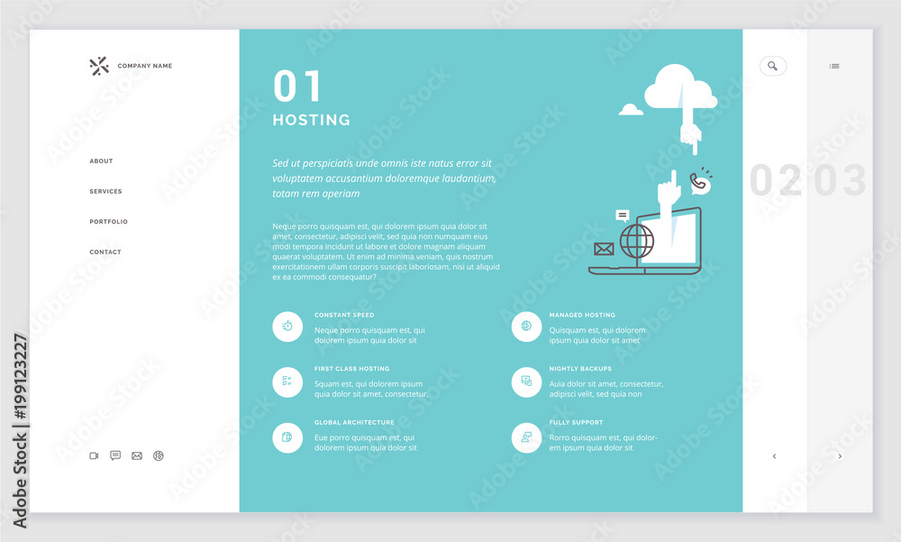 Fototapete effective website template design. modern flat design vector illustration concept of web page design