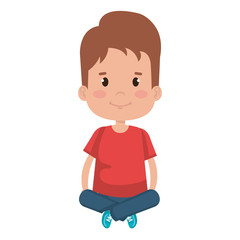 happy little boy siting in the floor character vector illustration design