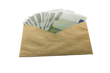 a lot of euro money in a brown envelope
