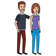 young couple avatars characters vector illustration design
