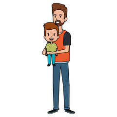 father lifting son characters vector illustration design