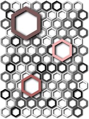 Hexagons colored background with places for text