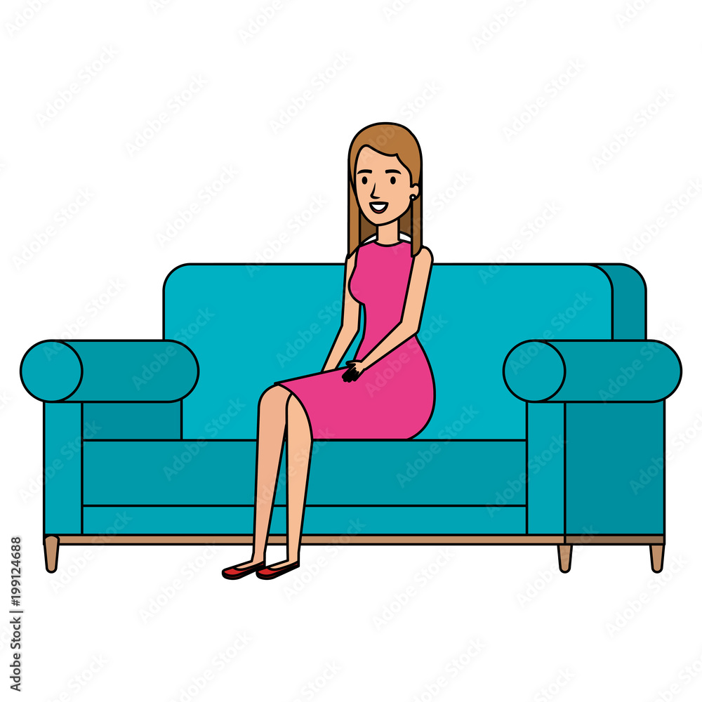 Canvas Prints beautiful woman sitting in the sofa vector illustration design