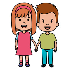 happy little couple characters vector illustration design