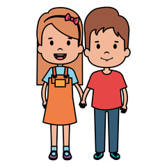 happy little couple characters vector illustration design