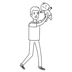 father lifting baby characters vector illustration design
