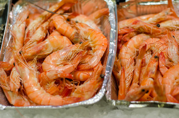 Raw shrimp for sale.