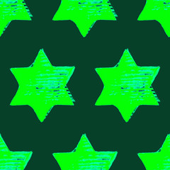 Seamless Watercolor Stars Pattern. Magic Festive Background. Hand Drawn Doodle Stars. Baby Design. Abstract Rapport for Wallpaper, Textile, Linen, Wrapping, Posters, Cards, Banner. New Year, Birthday 