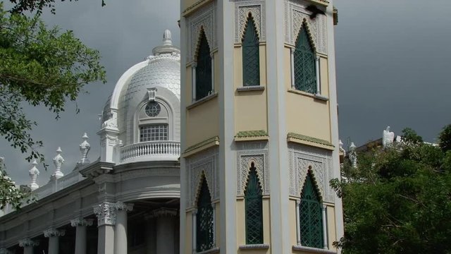 Shot of details on the Moorish Clock Tower in Guayaquil, Ecuador