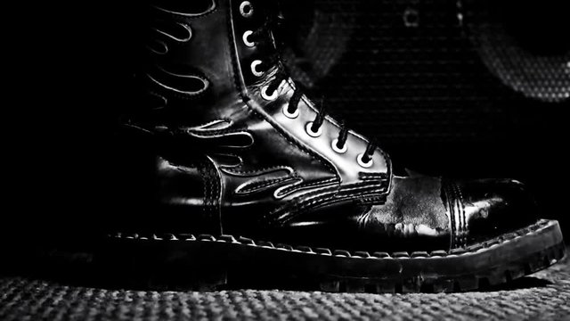 Combat Boot Stepping .Hard Rock and Heavy Metal Concept
