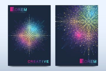 Modern vector template for brochure, leaflet, flyer, cover, catalog, magazine or annual report in A4 size. Business, science and technology design book layout. Presentation with mandala. Card surface.