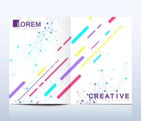 Modern vector template for brochure, Leaflet flyer, advert, cover, catalog, magazine or annual report. Business, science, medical design. Scientific pattern structure molecule DNA. Card surface.