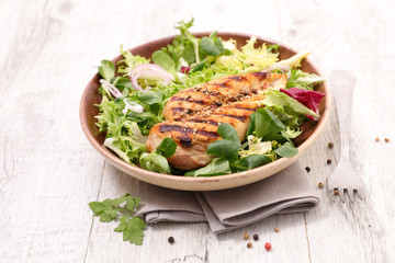 grilled chicken breast and salad