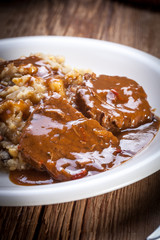 Braised beef with cabbage.