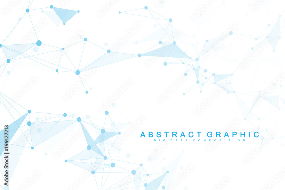 Aufkleber Geometric abstract background with connected line and dots. Graphic background for your design. Vector illustration.