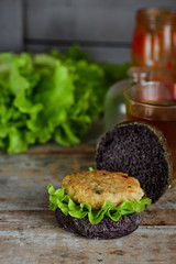 burgers black (sandwiches) dough with ink cuttlefish