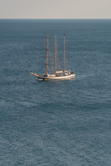 Sailboat on sea, high angle view