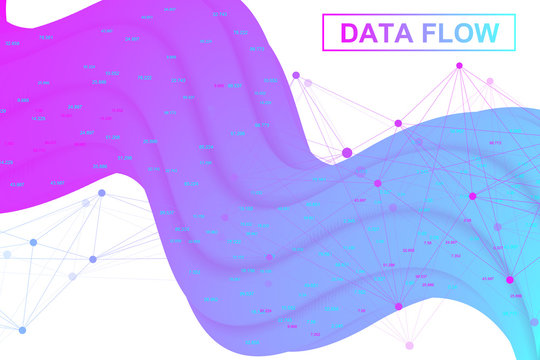Big data flow. Artificial Intelligence and Machine Learning Concept. Digital analytics concept with graph and charts. Financial schedule infographic. Vector illustration.