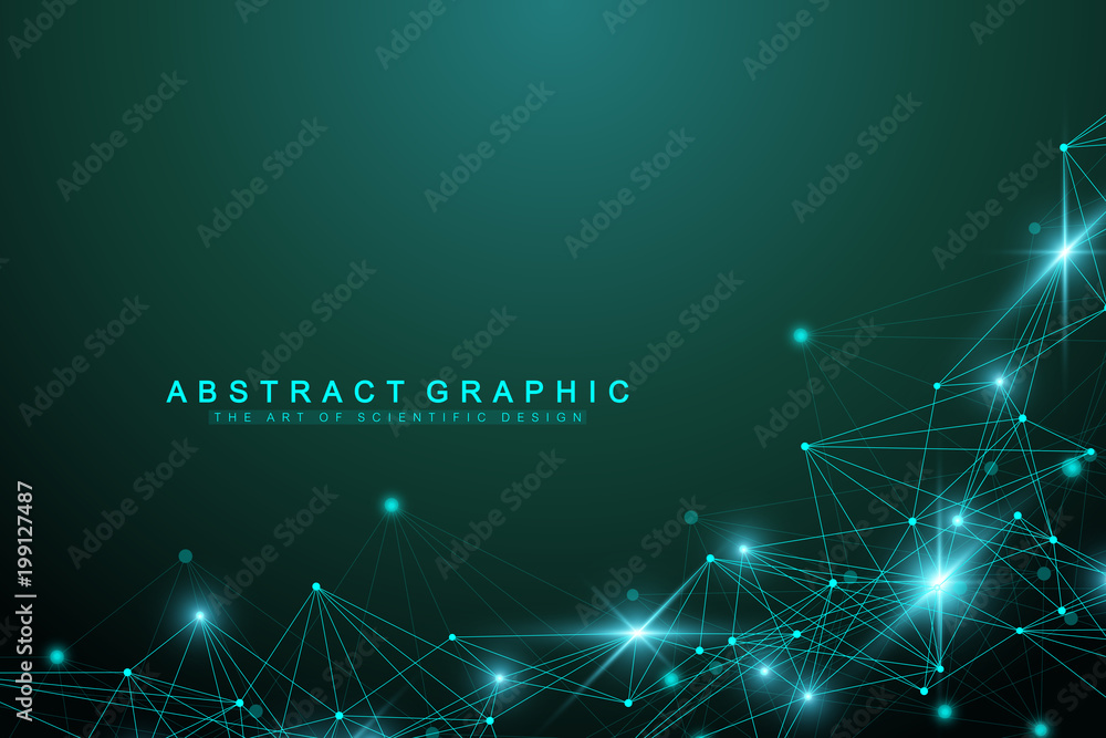 Poster geometric abstract background with connected line and dots. graphic background for your design. vect