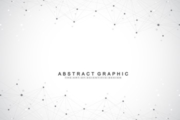 Geometric abstract background with connected line and dots. Graphic background for your design. Vector illustration.