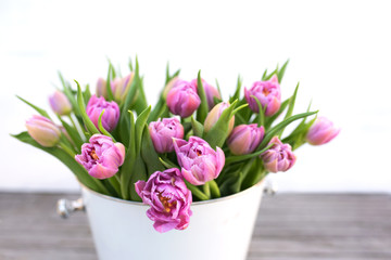Fototapeta na wymiar Tender pink tulips for mothers day
