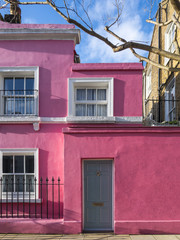 Colourful Entry & Door to a 18th Century Georgian London House, UK.