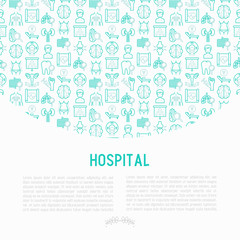 Hospital concept with thin line icons for doctor's notation: neurologist, gastroenterologist, manual therapy, ophtalmologist, cardiology, allergist, dermatologist. Vector illustration for clinic.