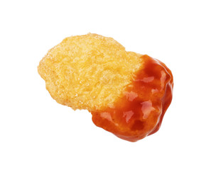 Fried chicken nuggets and sweet chili sauce
