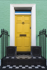 Colourful Entry & Door to a 18th Century Georgian London House, UK.