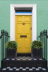 Colourful Entry & Door to a 18th Century Georgian London House, UK.
