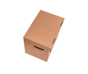 Cardboard mail box isolated on a white background.