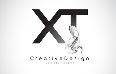 XT Letter Logo Design with Black Smoke.